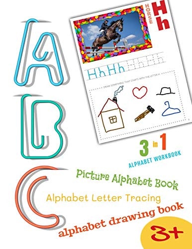 Alphabet Workbook Letter Recognition Tracing and Drawing Large 8. 5x11 28 Pages Activity Book for Toddlers and Preschoolers