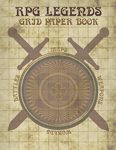 RPG Legends Grid Paper Book Large Role Playing Graph Paper Book, Ideal for Creating Fantasy Maps, Worlds and Much More