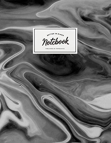 Notebook Beautiful Black Marble White Label ★ School Supplies ★ Personal Diary ★ Office Notes 8.5 X 11 - Big Notebook 150 Pages College Ruled
