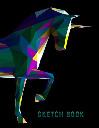 Sketch Book Geometric Unicorn Horse Sketchbook for Drawing Sketching - 8. 5x11 Pages to Draw Sketch Doodle - Write in Title, Date, Table of Contents
