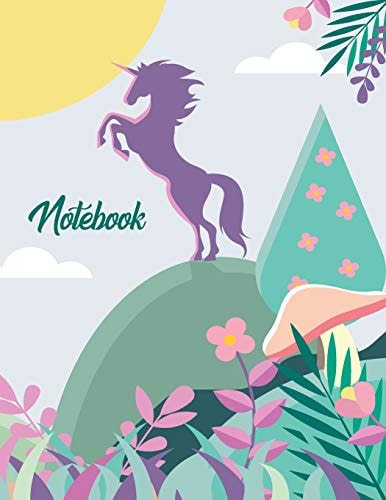 Notebook Magical Unicorn on Hill College Ruled Line Paper 8. 5x11 Composition Note Book 70 Sheets (140 Pages)