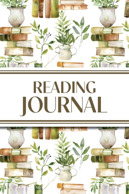 Reading Journal (Watercolour Stacked Books with Potted Plants): 6x9 Book Lovers Diary; Book/Series Reviews, Reading Tracker, Favorite Book List, Favorite Quotes, Reading Challenges, and More!