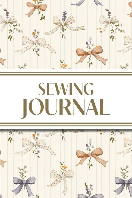 Sewing Journal (Orange and Purple Bows with Wildflowers on Cream Background): 6x9 Sewing Lovers Diary; Keep Your Pattern Logs, Favorite Fabric Library, and Sewing Project Plans Organized!