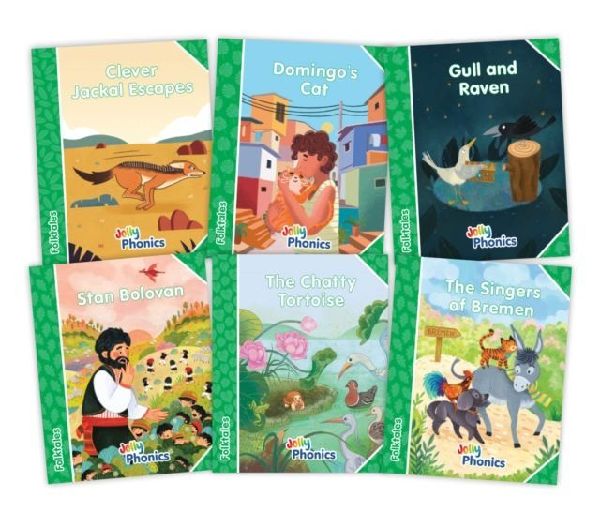 Jolly Phonics Folktales Green Readers (Level 3) Complete Set (1-6): in Precursive Letters (British English edition)