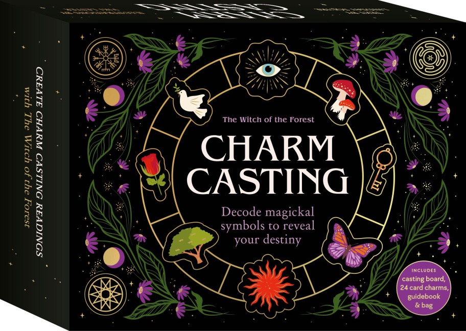 Charm Casting: Decode magickal symbols to reveal your destiny - Includes: casting board, 24 card charms, guidebook and bag