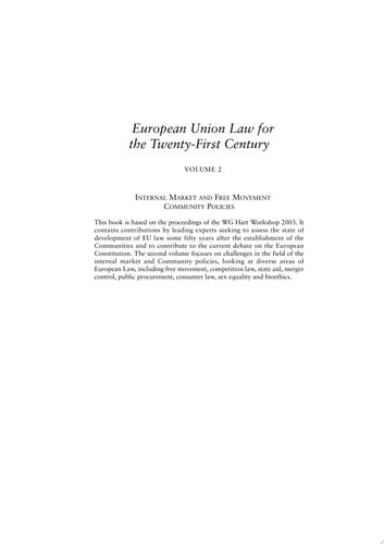European Union Law for the Twenty-First Century: Volume 2 Rethinking the New Legal Order