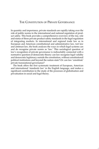 The Constitution of Private Governance Product Standards in the Regulation of Integrating Markets