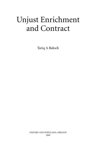 Unjust Enrichment and Contract
