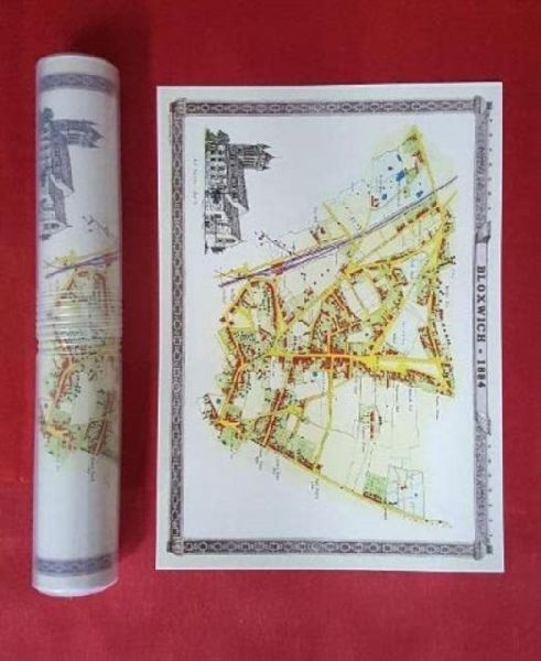 Bloxwich 1884 - Old Map Supplied Rolled in a Clear Two Part Screw Presentation Tube - Print Size 45cm x 32cm
