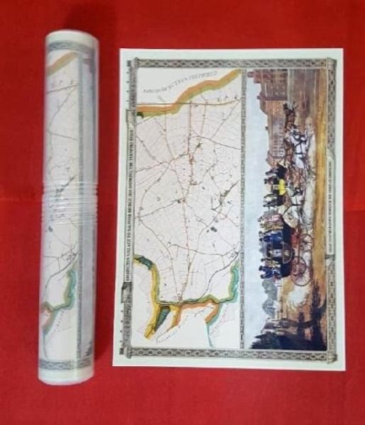 Salford Bridge to Erdington Coach Toll Road 1833 - Old Map Supplied Rolled in a Clear Two Part Screw Presentation Tube - Print Size 45cm x 32cm