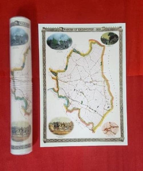 Parish of Erdington 1833 - Old Map Supplied in a Clear Two Part Screw Presentation Tube - Print Size 45cm x 32cm
