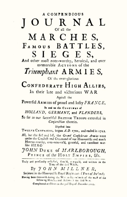 COMPENDIOUS JOURNAL OF ALL THE MARCHES FAMOUS BATTLES & SIEGES (of Marlborough)