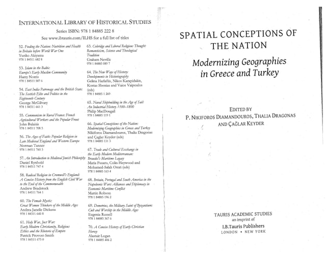 Spatial Conceptions of the Nation Modernizing Geographies in Greece and Turkey