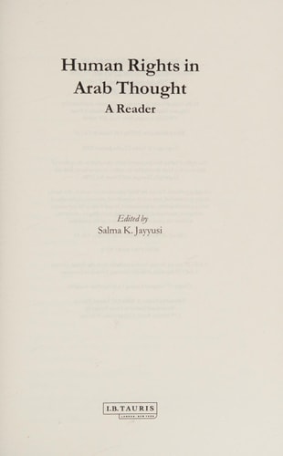 Human Rights in Arab Thought A Reader