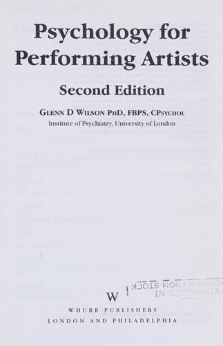 Psychology for Performing Artists