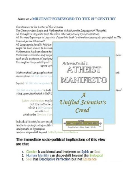 ArtemisSmiths ATHEIST MANIFESTO a Unified Scientists Creed