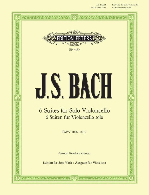 Suiten für Violoncello solo BWV 1007-1012 -Übertragung für Viola solo-: Noten für Viola solo
