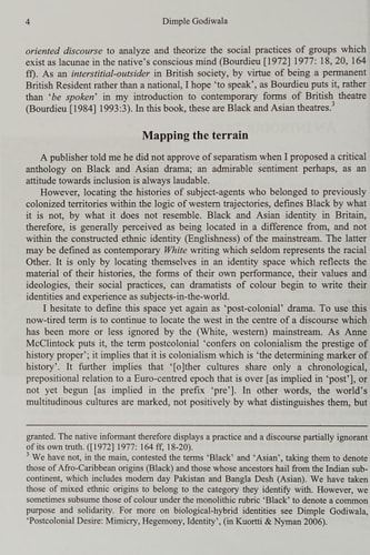 Alternatives Within the Mainstream: British Black and Asian Theatres