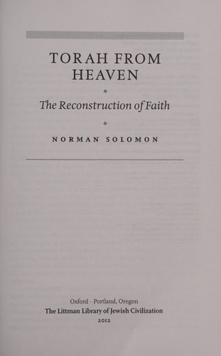 Torah from Heaven The Reconstruction of Faith