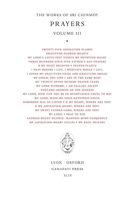 Sri Chinmoy: Prayers III