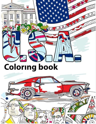 USA Coloring Book Adult Colouring Fun, Stress Relief Relaxation and Escape