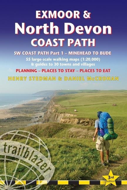 Exmoor & North Devon Coast Path: Practical walking guide with 55 large-scale walking maps (1:20,000) and guides to 30 towns and villages - planning, places to stay, places to eat