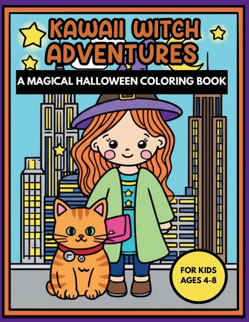Kawaii Witch Adventures: A Magical Halloween Coloring Book for Kids Ages 4-8