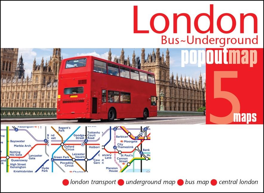 London Bus Underground Doubl: Pocket-size, pop up map showing Londons bus network and entire tube network