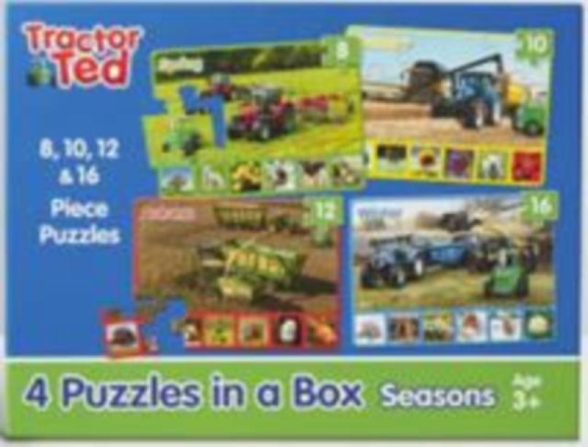 4 puzzles in a box - Tractor Ted: Four Seasons on the Farm Puzzles - Spring, Summer, Autumn and Winter - Perfect for Kids age 3+