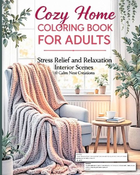 Cozy Home Coloring Book for Adults: Tea Time Moments, Book Nooks, Warm Blankets, and Peaceful Rooms to Color - Perfect Gift for Mindfulness and Calm