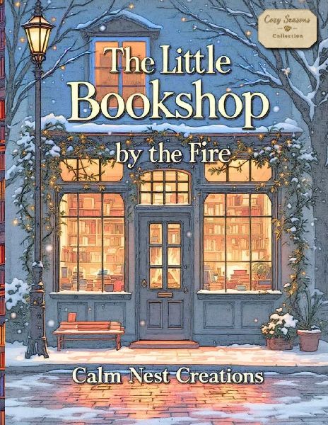 The Little Bookshop by the Fire: A Cozy Coloring Book for Adults Inspired by Bookshops, Reading Nooks, and stress-relief Calm Spaces