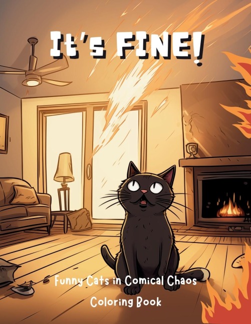 Its Fine!: Funny Cats in Comical Chaos Coloring Book For Adults