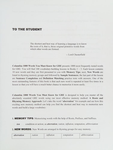 Columbia 1000 Words You Must Know for Gre Book Two with Answers