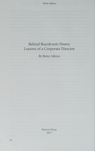 Behind Boardroom Doors Lessons of a Corporate Director