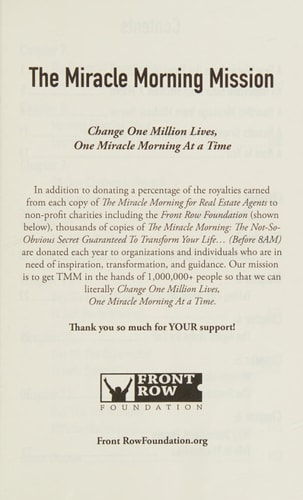 The Miracle Morning for Real Estate Agents It's Your Time to Rise and Shine