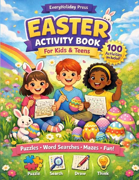 Easter Activity Book for Kids & Teens: Puzzle Book with Mazes, Word Searches & Sudoku, Spring Activity Book, Brain Games, Holiday Fun