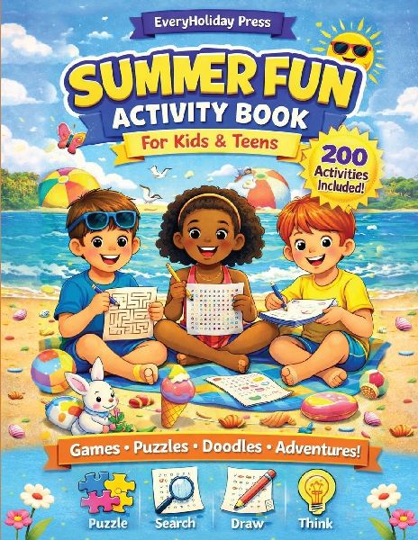 Summer Activity Book for kids & teens: Puzzles ¿ Mazes ¿ Word Searches ¿ Games & More!