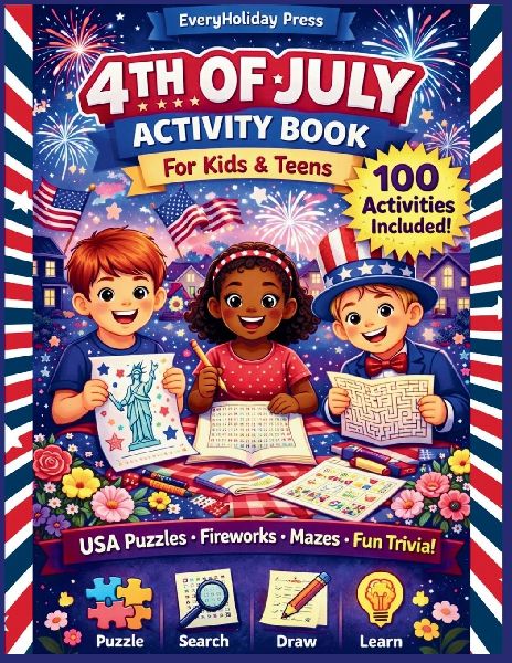 4th of July Activity Book for kids & teens: Puzzles ¿ Mazes ¿ Word Searches ¿ Games & More!