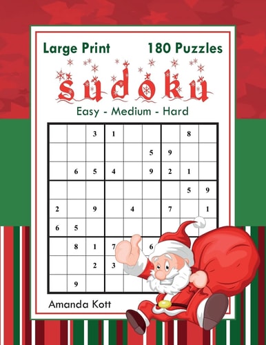 Large Print Sudoku - Christmas Edition - 180 Easy to Hard Puzzles Large Print Sudoku Book for Adults - Book 1