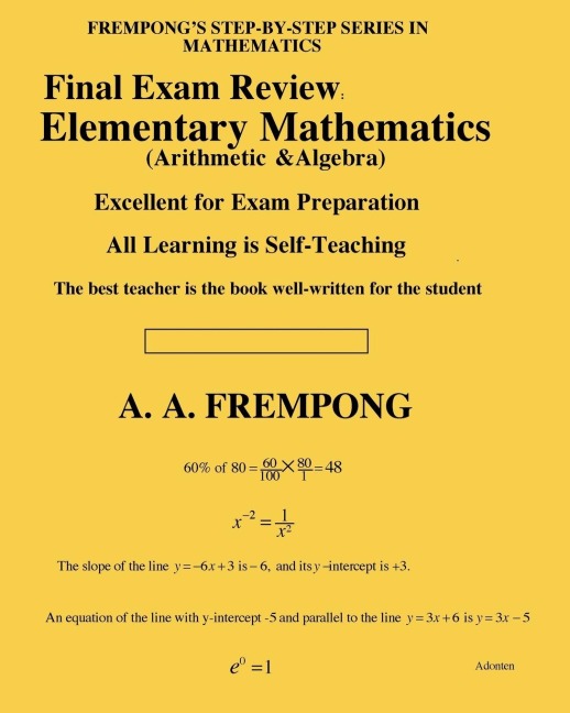 Final Exam Review: Elementary Mathematics