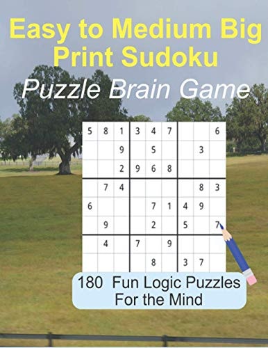 Easy to Medium Big Print Sudoku Puzzle Brain Game 180 Sudoku Logic Puzzles