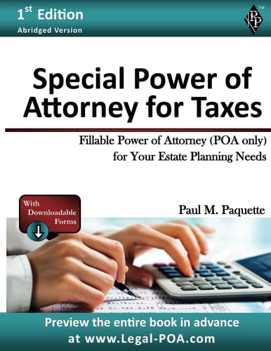 Special Power of Attorney for Taxes Fillable Power of Attorney (POA Only) For Your Estate Planning Needs