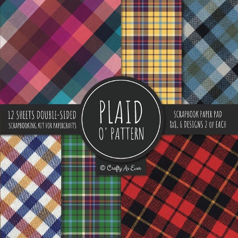 Plaid O Pattern Scrapbook Paper Pad 8x8 Scrapbooking Kit for Papercrafts, Cardmaking, DIY Crafts, Tartan Gingham Check Scottish Design, Multicolor