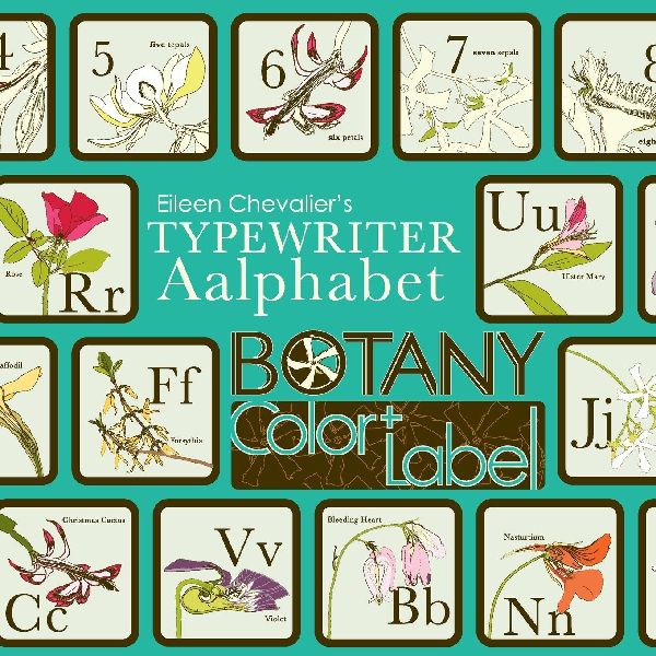 Eileen Chevaliers Typewriter Aalphabet Botany Color + Label Book: 36 Hand-Drawn Flower Illustrations with Definitions and Labels for Botany and Nature Enthusiasts