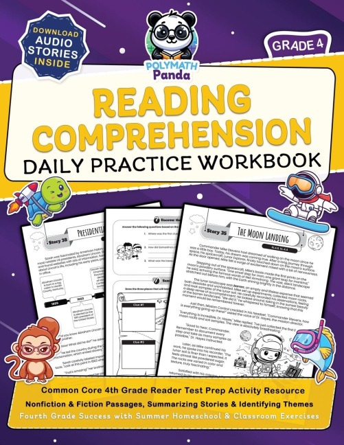Reading Comprehension Grade 4 Daily Practice Workbook: Common Core 4th Grade Reader Test Prep Activity Resource | Nonfiction & Fiction Passages, Summarizing Stories & Identifying Themes | Fourth Grade Success with Summer Homeschool & Classroom Exercises
