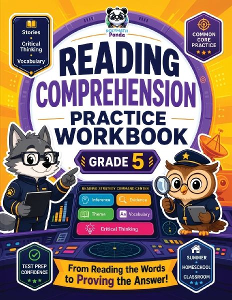 Reading Comprehension Grade 5 Practice Workbook: Fun & Interactive Common Core Worksheets with Stories, Critical Thinking Exercises, and Vocabulary Builder for Kids in 5th | Perfect for Summer, Homeschooling & Classroom Learning for Fifth Grade Students