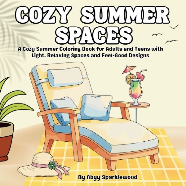 Cozy Summer Spaces: A Cozy Summer Coloring Book for Adults and Teens with Light, Relaxing Spaces and Feel-Good Designs