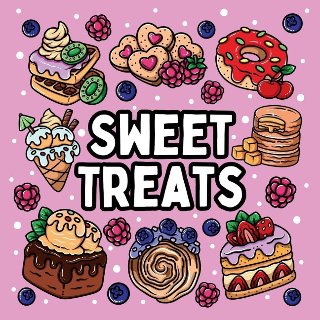 Bold and Easy Sweet Treats Coloring Book: 51 Large and Easy Designs Featuring Adorable Sweets for Seniors and Kids