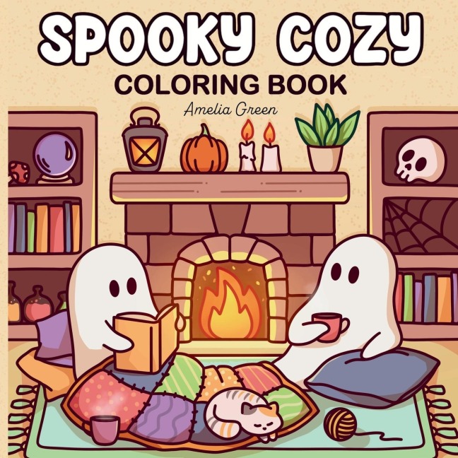 Spooky Cozy: Cute & Simple Coloring Book for Adults and Teens Featuring Adorable Characters, Creepy Creatures and Cozy Hygge Scenes for Relaxation