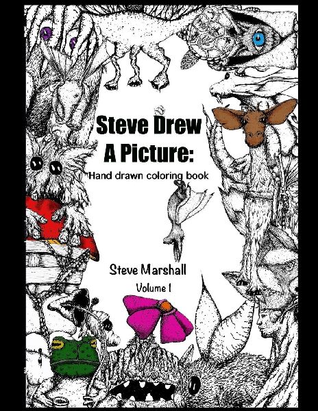 Steve Drew a Picture: Original Illustrations by the Artist to Color for Kids, Teens, Adults: Stress Relief, Relaxation, Imagination, Fantasy, Fairytales, Animals, Mushrooms, Flowers, Dragons, Pixies